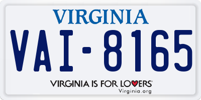 VA license plate VAI8165
