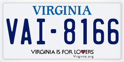 VA license plate VAI8166