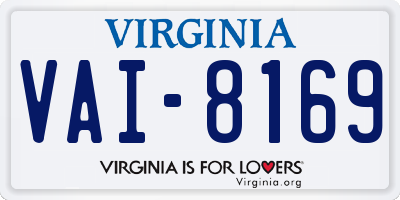 VA license plate VAI8169