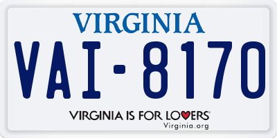 VA license plate VAI8170
