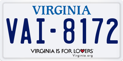 VA license plate VAI8172