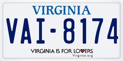 VA license plate VAI8174