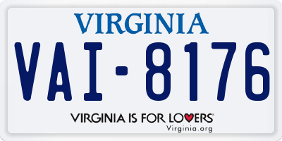 VA license plate VAI8176