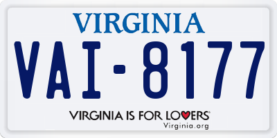 VA license plate VAI8177