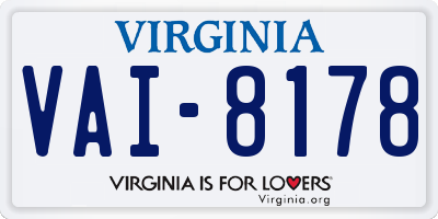 VA license plate VAI8178