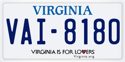 VA license plate VAI8180