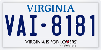 VA license plate VAI8181