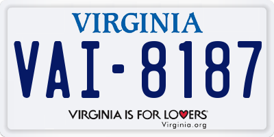 VA license plate VAI8187