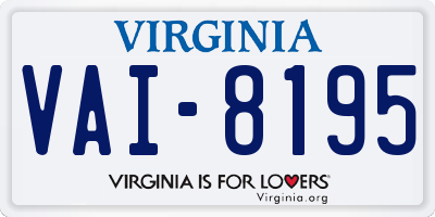 VA license plate VAI8195