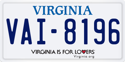 VA license plate VAI8196
