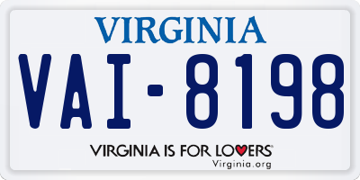VA license plate VAI8198
