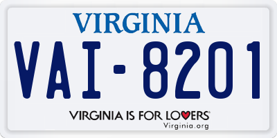 VA license plate VAI8201
