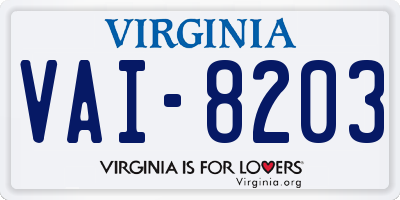 VA license plate VAI8203