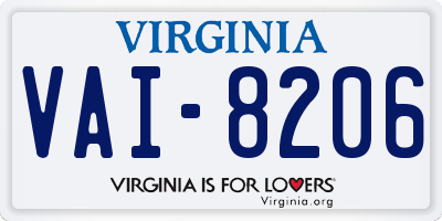 VA license plate VAI8206