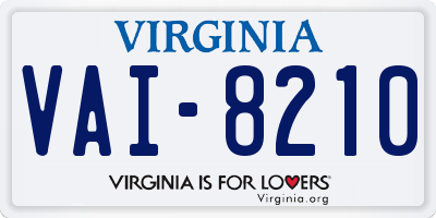 VA license plate VAI8210