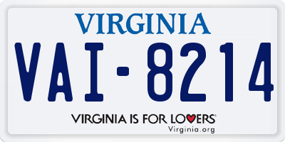 VA license plate VAI8214