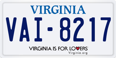 VA license plate VAI8217