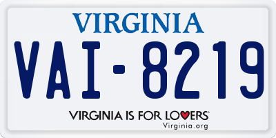 VA license plate VAI8219
