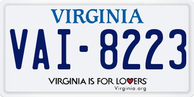 VA license plate VAI8223