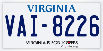 VA license plate VAI8226