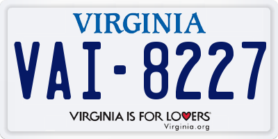 VA license plate VAI8227