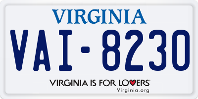 VA license plate VAI8230