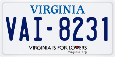 VA license plate VAI8231