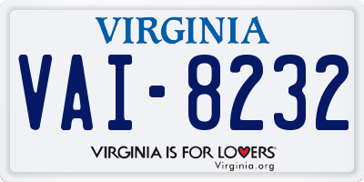 VA license plate VAI8232