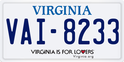 VA license plate VAI8233