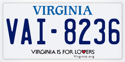 VA license plate VAI8236