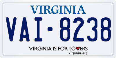 VA license plate VAI8238