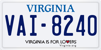 VA license plate VAI8240