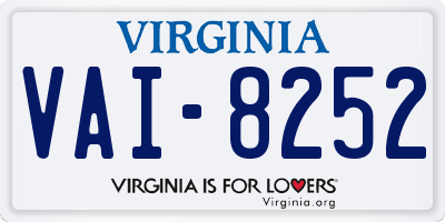 VA license plate VAI8252