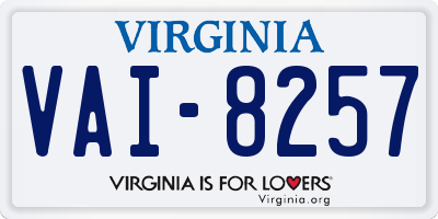 VA license plate VAI8257