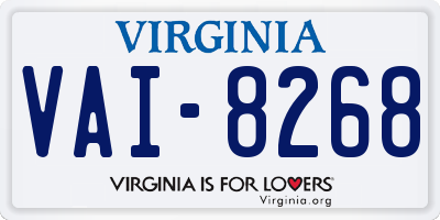 VA license plate VAI8268