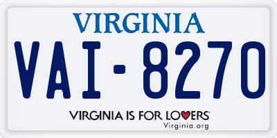 VA license plate VAI8270