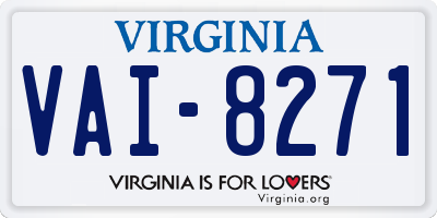 VA license plate VAI8271