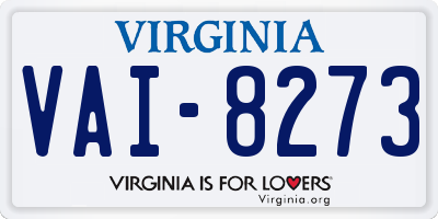 VA license plate VAI8273