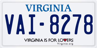 VA license plate VAI8278