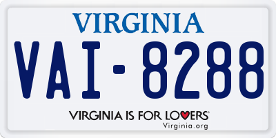 VA license plate VAI8288