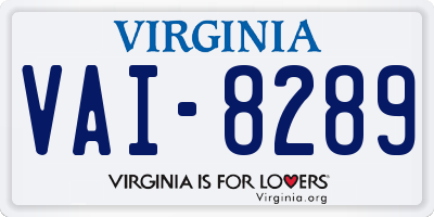 VA license plate VAI8289