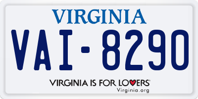 VA license plate VAI8290