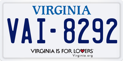 VA license plate VAI8292