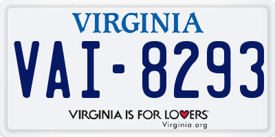 VA license plate VAI8293
