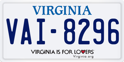 VA license plate VAI8296