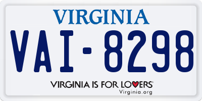 VA license plate VAI8298