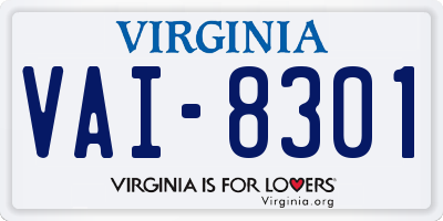 VA license plate VAI8301