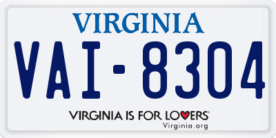 VA license plate VAI8304