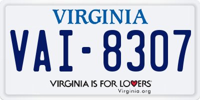 VA license plate VAI8307