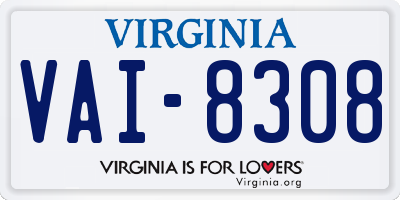 VA license plate VAI8308